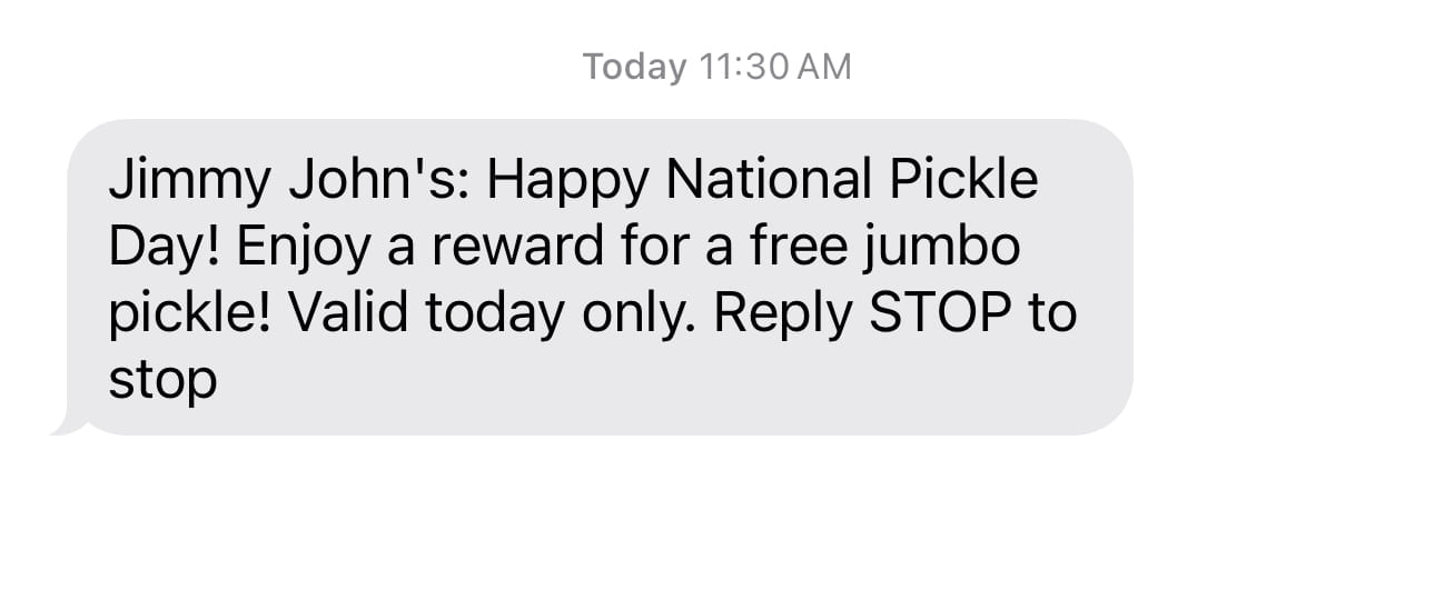 Free Pickle @ Jimmyjohns