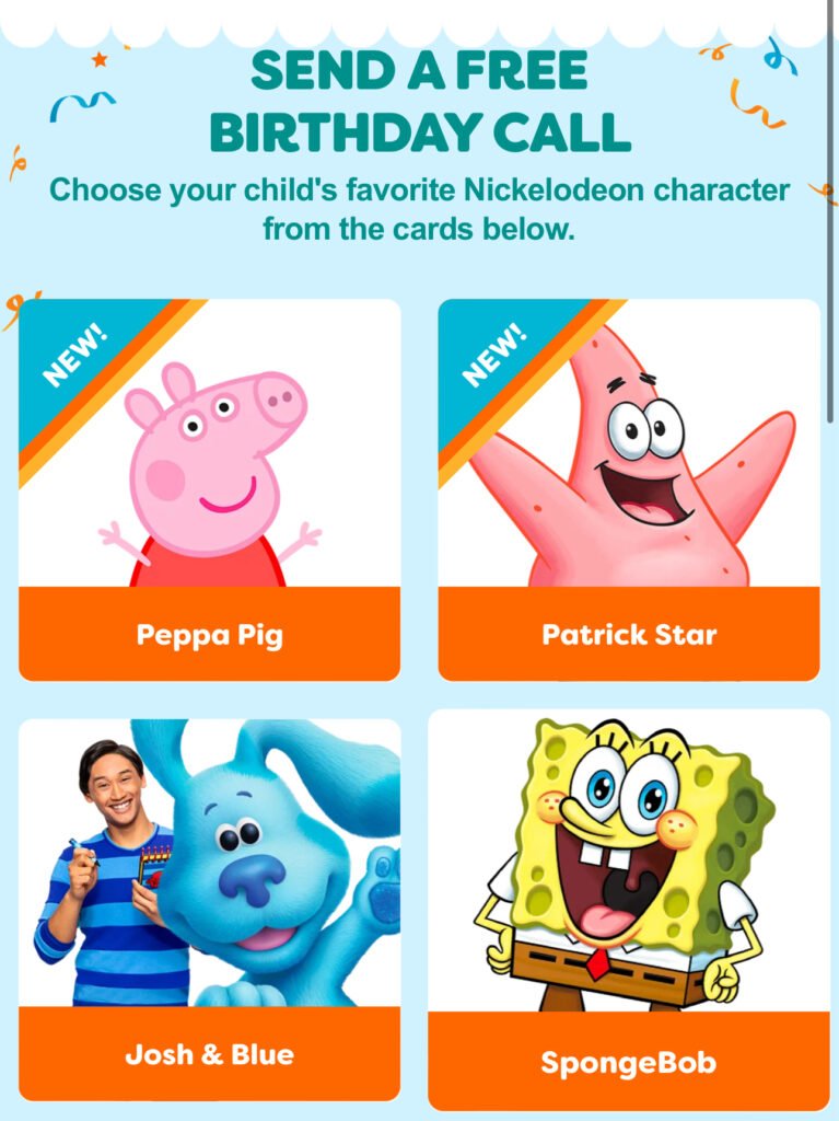 Free Nick Jr. Character Birthday Phone Call