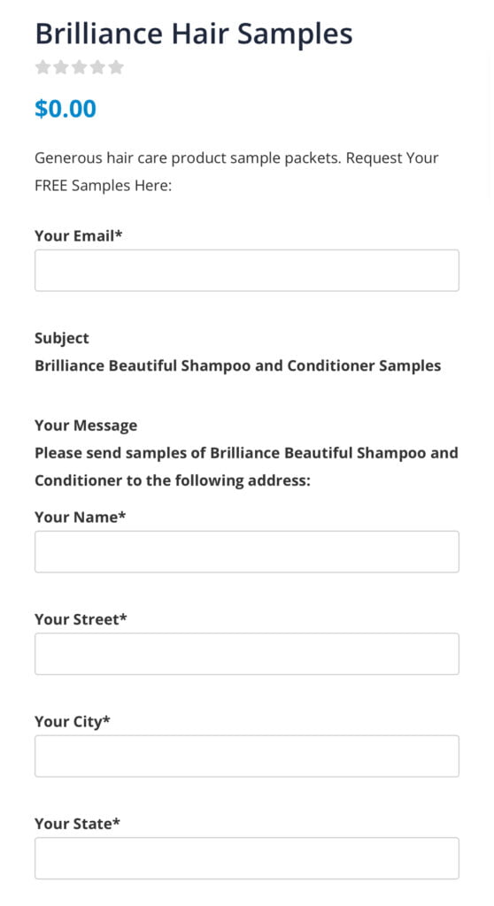 Free Brilliance Hair Samples (Run!)