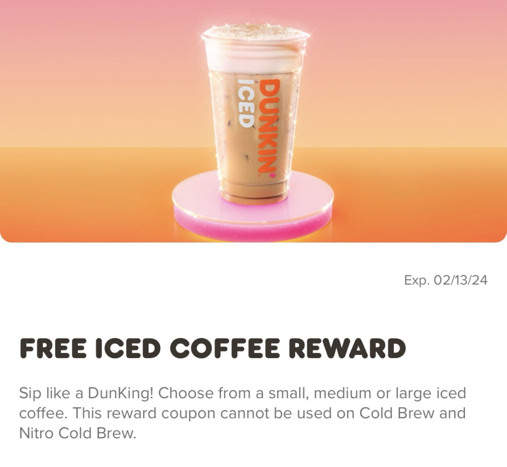 Free Iced Coffee In Any Size At Dunkin'