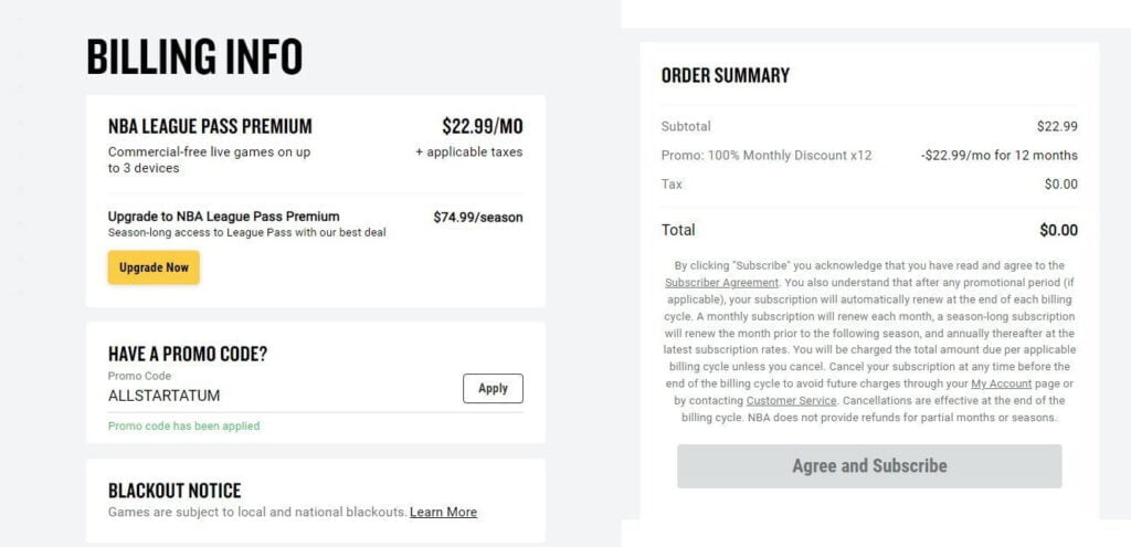 Free 12 Month Nba League Pass Premium Subscription