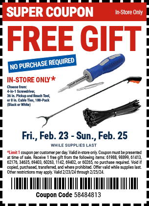 Free Gifts At Harbor Freight (Ends 2.25.24)