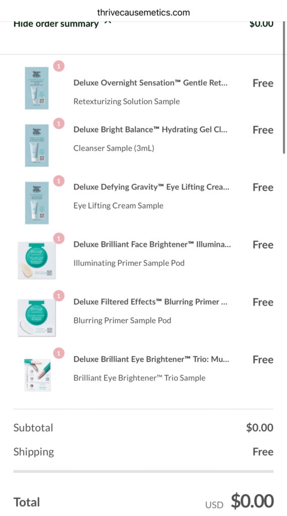 Free Thrive Cosmetics + Free Shipping (Run!)