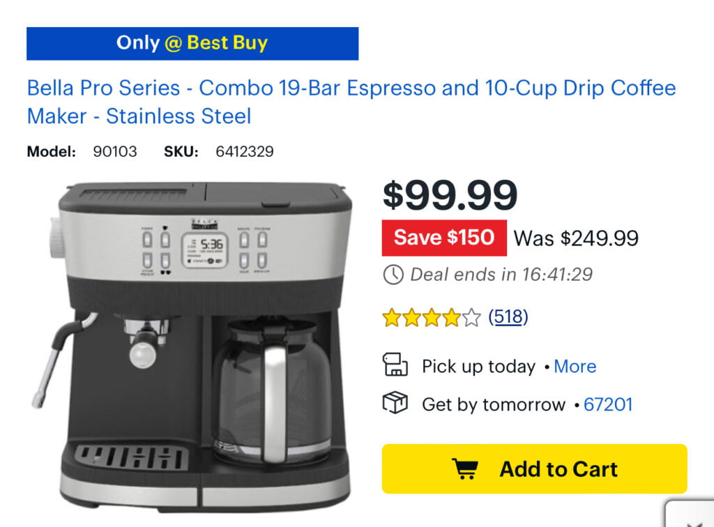 &Lt;S&Gt;Bella Pro Series Combo Espresso Machine &Amp; Coffee Maker Only $99.99 Shipped (Reg. $250) – Today Only&Lt;/S&Gt; Expired