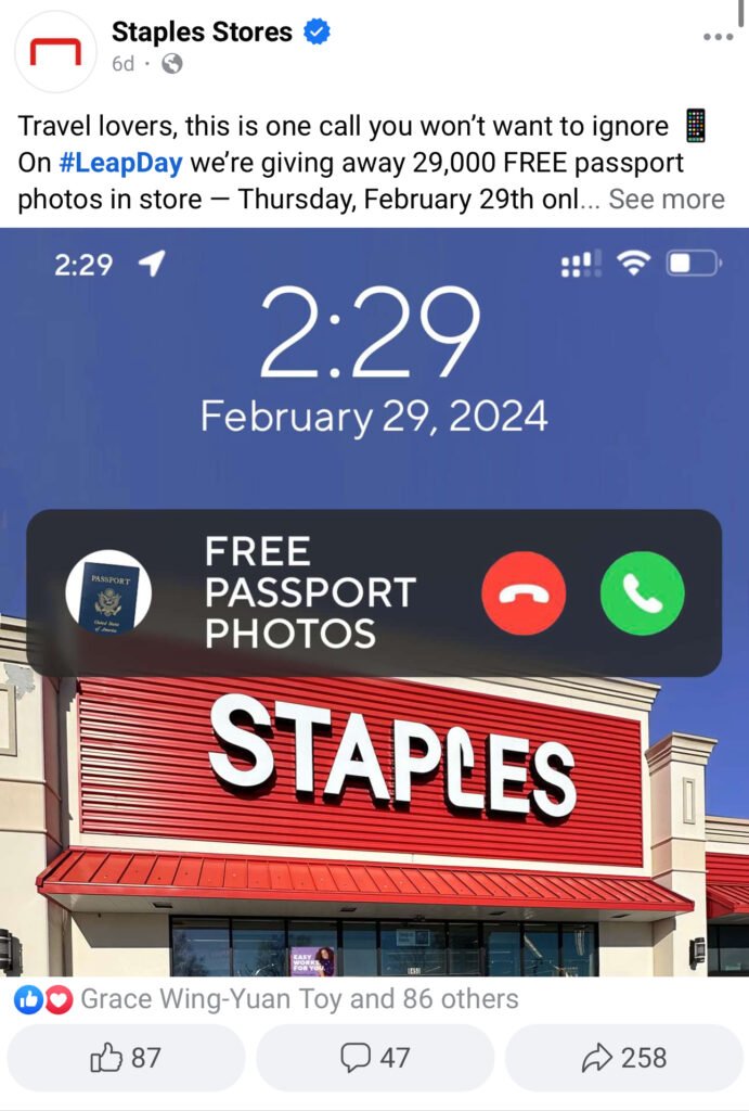 Free Passport Photos At Staples On February 29Th!