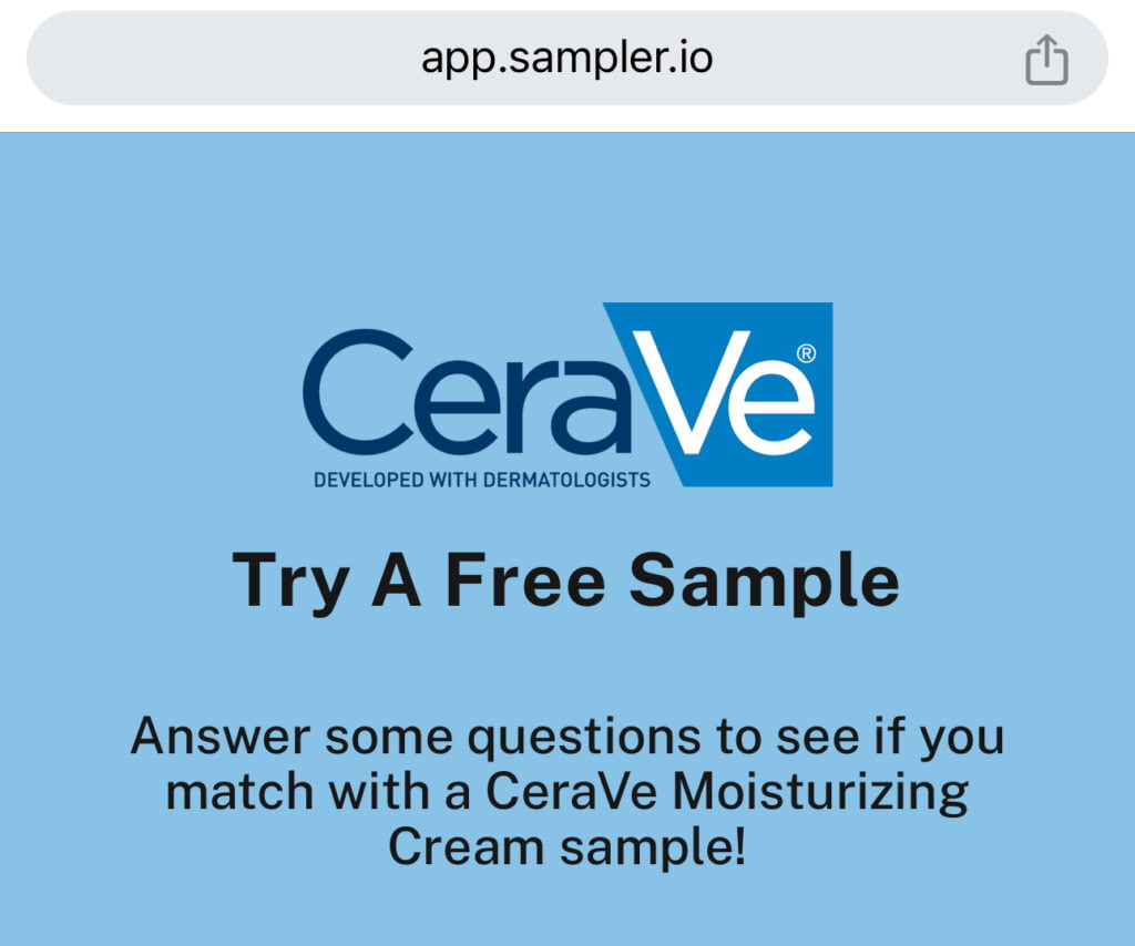 Possible Free Cerave Moisturizing Cream From Sampler