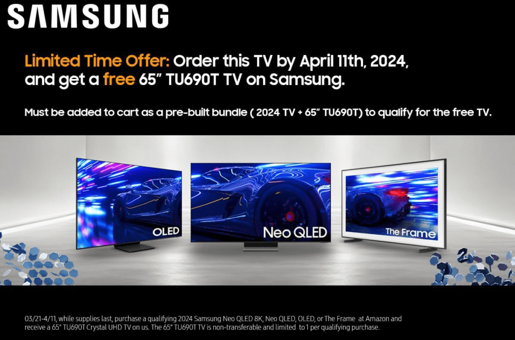 Free 65” Samsung Tv W/ Purchase Of 2024 Tv (Amazon Deal)