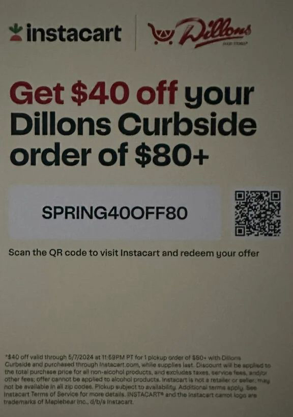 $40 Off Of Groceries At Dillions/Kroger! Ends 5/1/2024