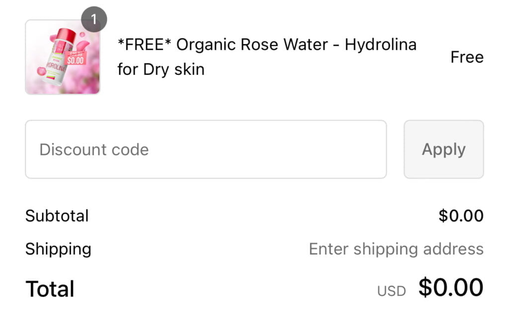 *Free* Organic Rose Water - Hydrolina For Dry Skin (Run)