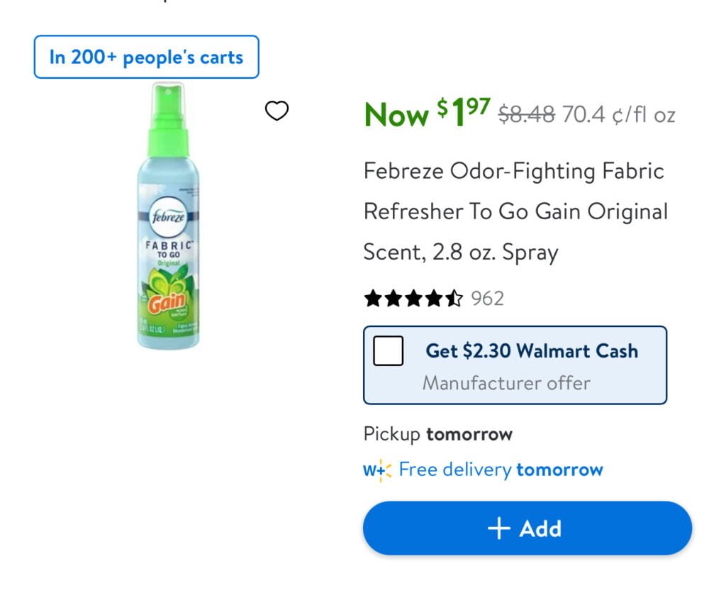 &Lt;S&Gt;Free Febreze Fabric Refresher To Go Spray After Walmart Cash&Lt;/S&Gt; Expired