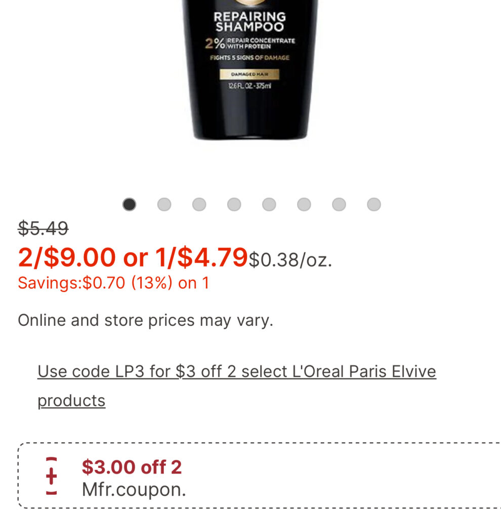 &Lt;S&Gt;Loreal Elvive Shampoo Only $1.50 (Reg. 5.49)&Lt;/S&Gt; Expired