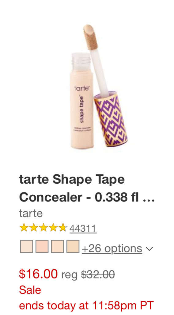 &Lt;S&Gt;50% Off Tarte Shape Tape Concealer!&Lt;/S&Gt; Expired