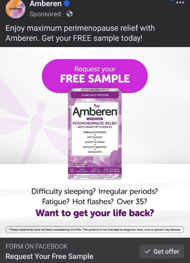 Free Amberen Supplement Sample Pack!