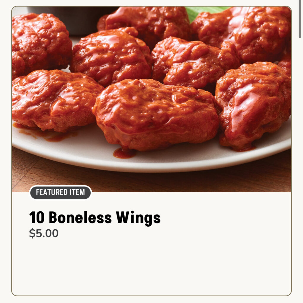 Applebee’s 0.50¢ Boneless Wings Are Back!