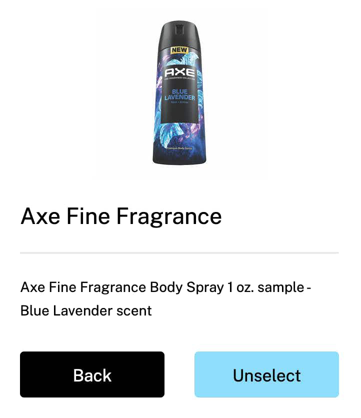 Free Axe Fragrance Samples!