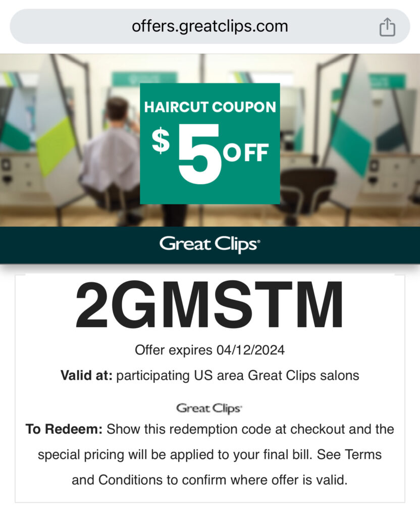 $5 Off Haircuts At Great Clips