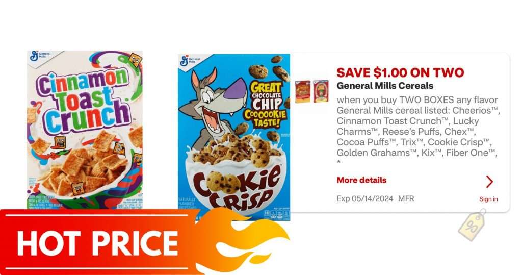 General Mills Cereal Only $1 (Reg. $6.29)