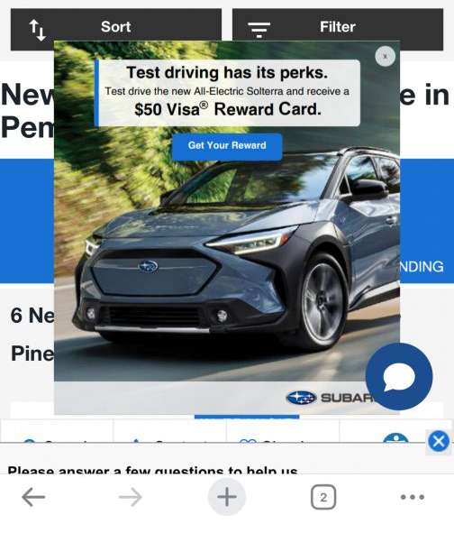 Free $50 Visa Card For Test Driving Subaru