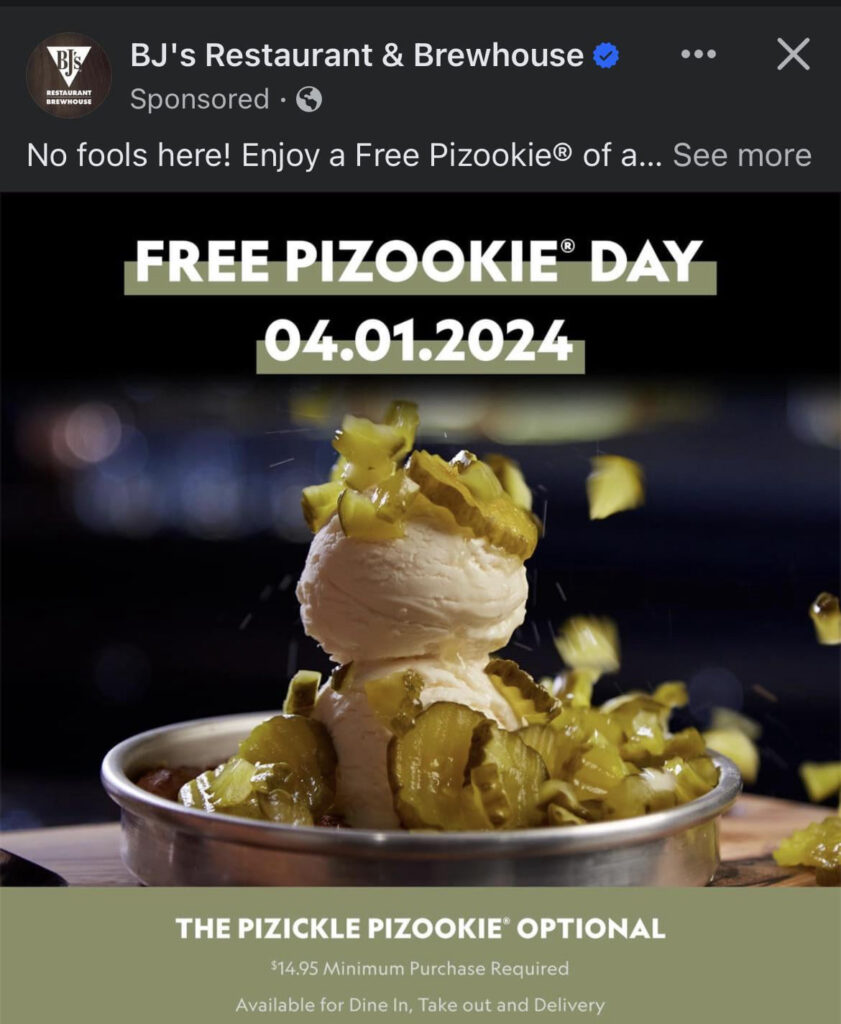 Free Pizickle Pizookie Or Regular Pizookie At Bj’s Restaurants—Today Only!