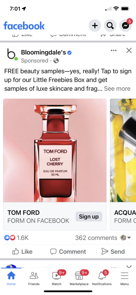 Multiple Free Fragrance Samples From Bloomingdale’s