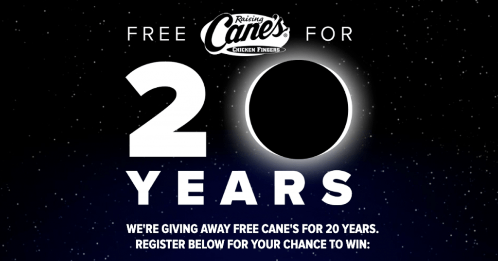 Raising Cane’s Total Solar Eclipse Giveaway—Win For 20 Years!