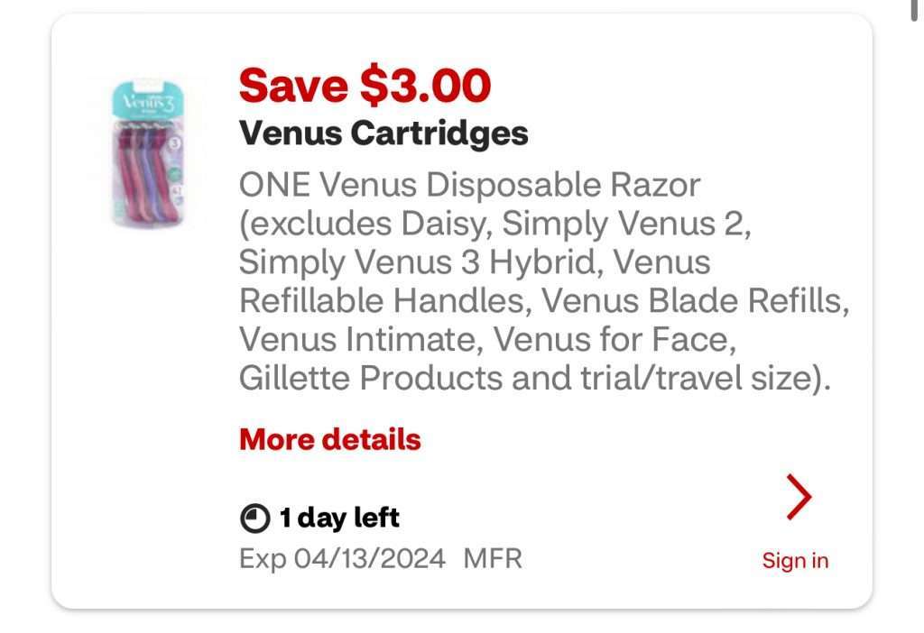 Gillette Venus Simply 3 Women'S 3-Blade Disposable Razors Only $0.99 (Reg $7.99)