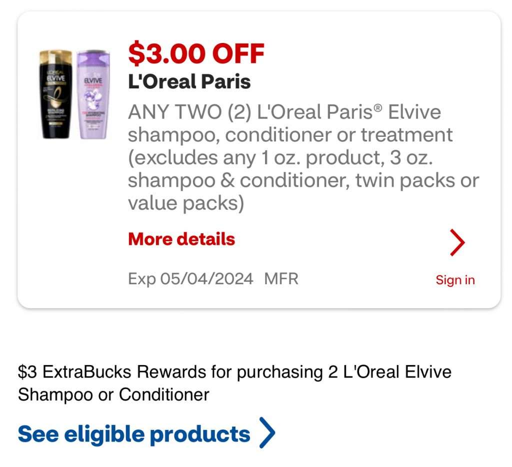 L'Oreal Elvive Only $1.50 (Reg. $5.49)