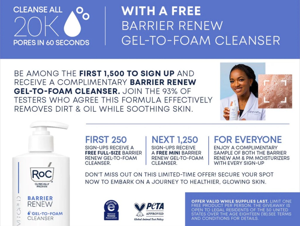 Free Roc Skincare Barrier Renewal Sample—Run!