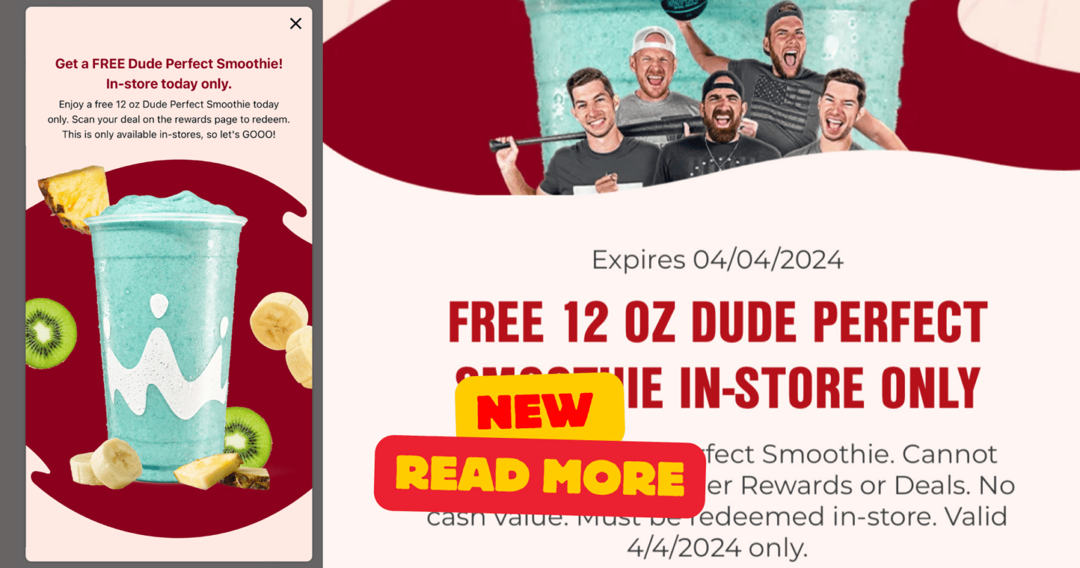 Free 12 Oz Dude Perfect At Smoothie King—Today Only