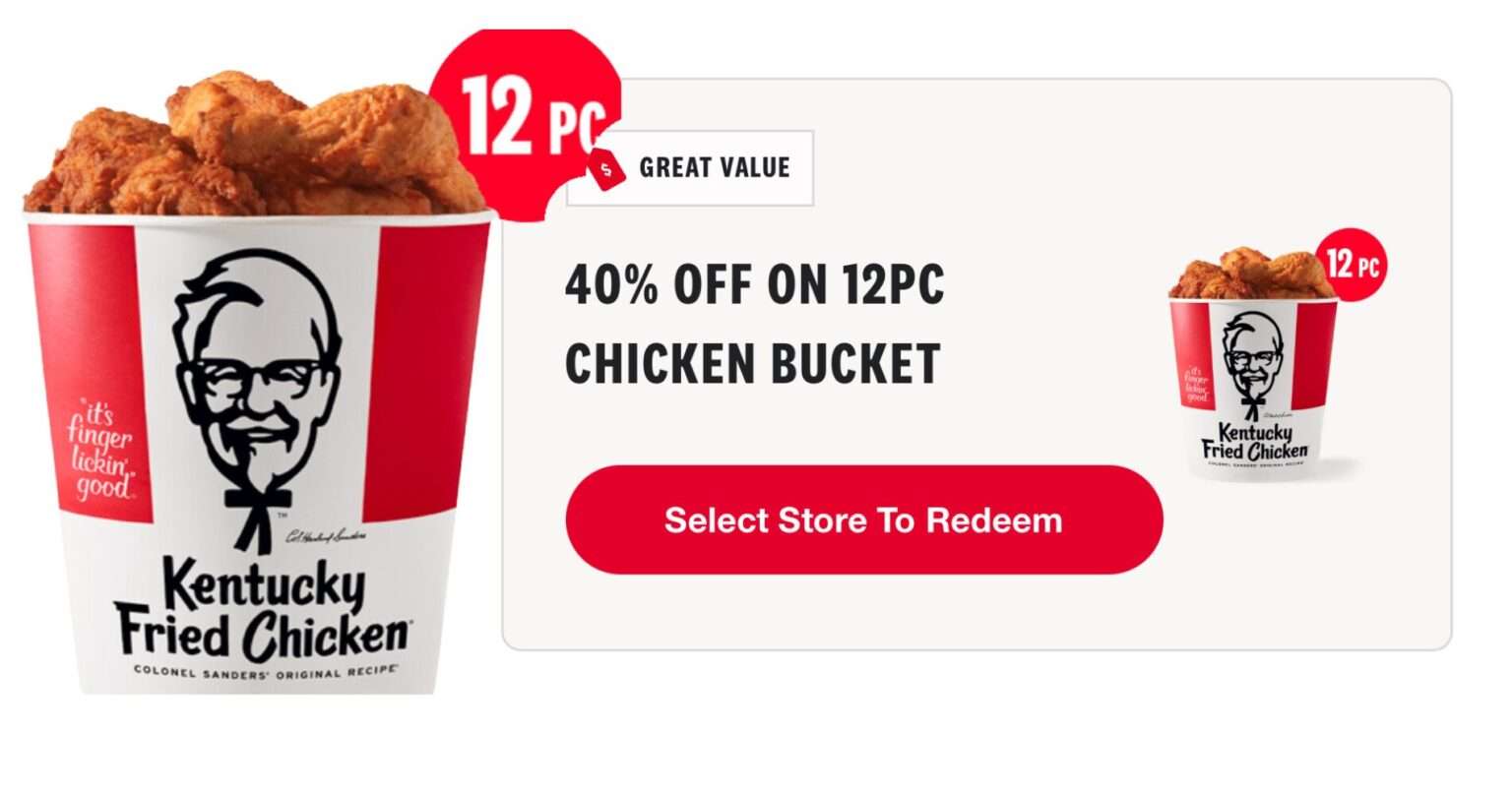 Kfc Get 40% Off A 12 Pc. Chicken Bucket