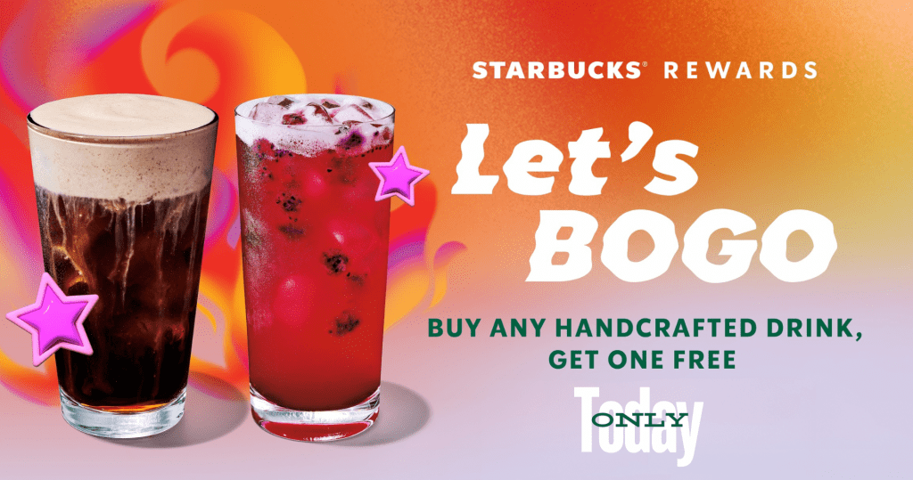 Starbucks: Bogo Handcrafted Drinks (Today– 12-6 Pm)