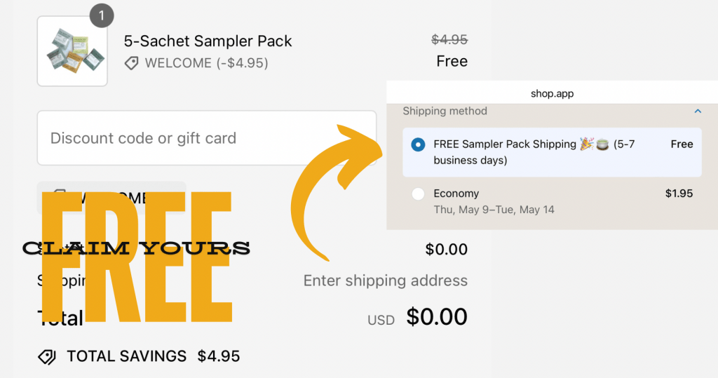 Free Tea Samples (Tae 5 Sachet Sampler) Run!