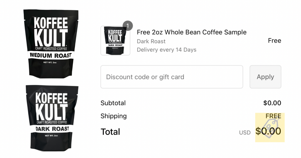 Free&Nbsp;2Oz&Nbsp;Whole Bean Coffee Sample + Free Shipping