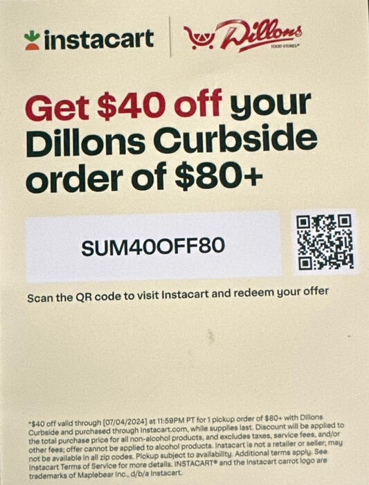 $40 Off Of Groceries At Dillions/Kroger!