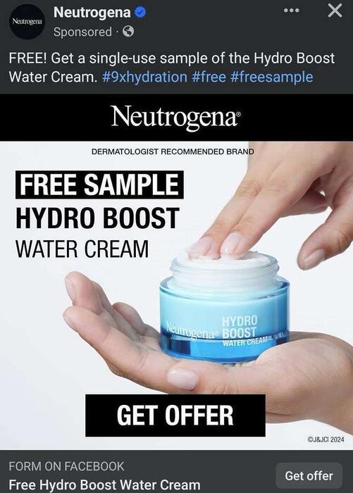 Free Neutrogena Hydro Boost Water Cream Sample