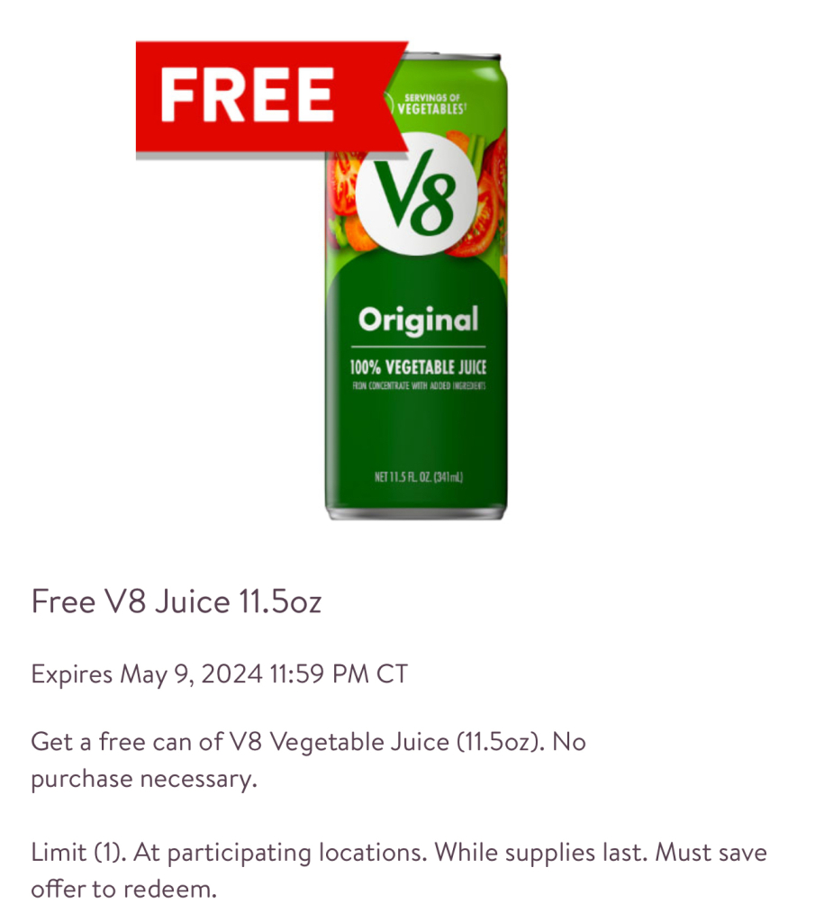 Free V8 Juice At&Nbsp; Casey’s General Store Today