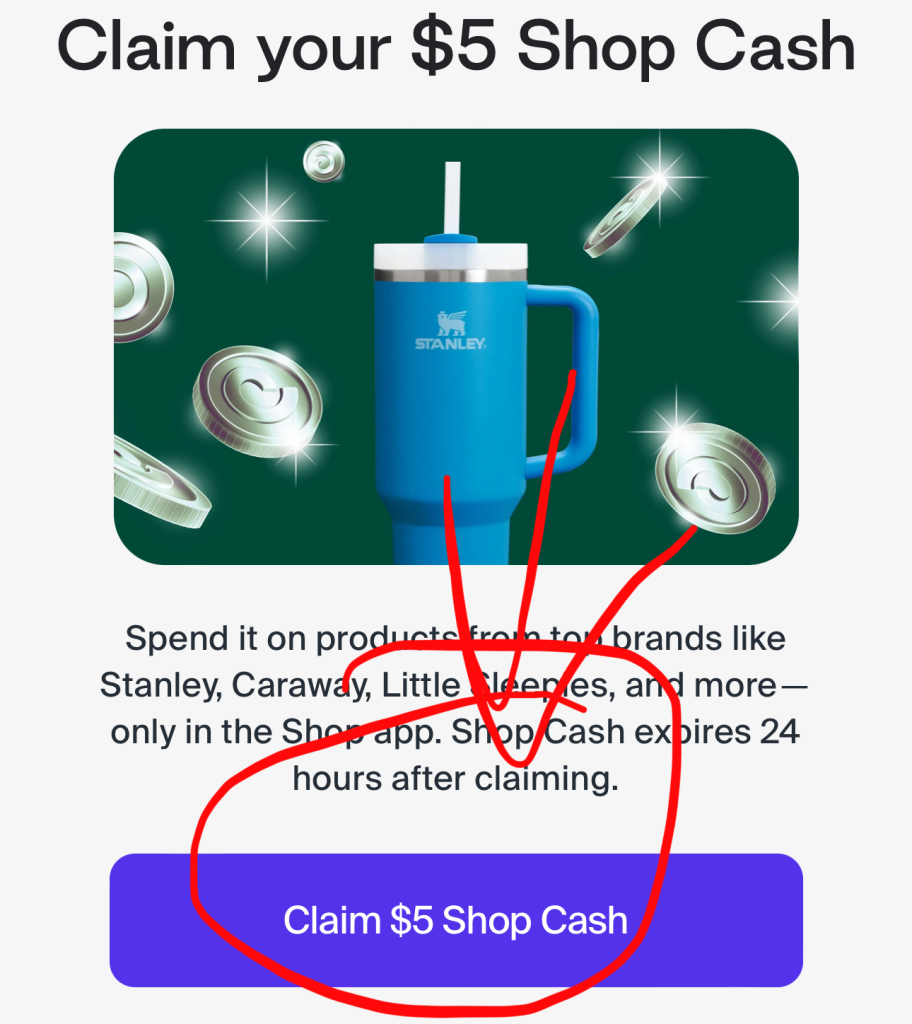 Free $5 Shopify Shop Cash!