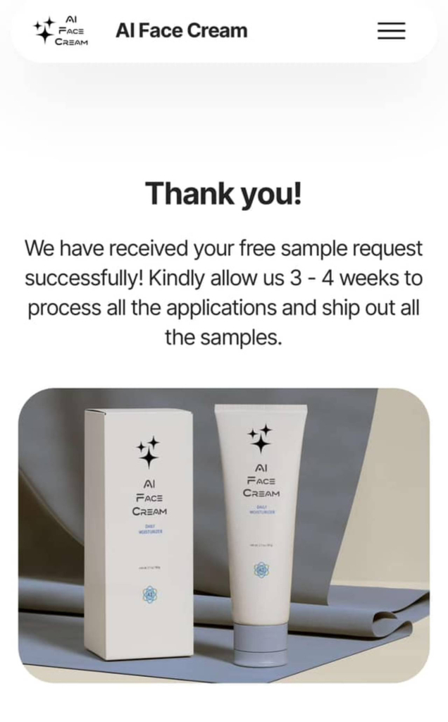 Stay Away From “Free Ai Face Cream Sample!”