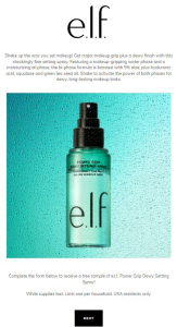 &Lt;S&Gt;Free E.l.f. Power Grip Dewy Setting Spray&Lt;/S&Gt; Expired