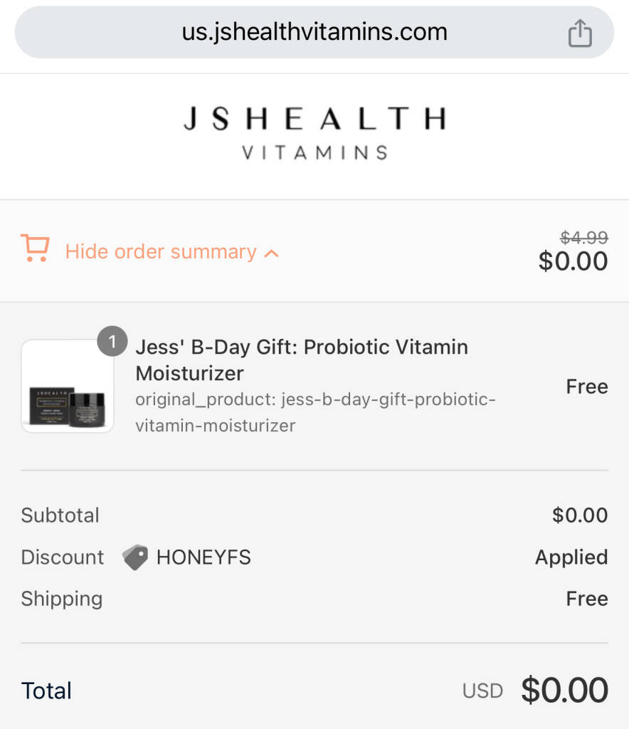 Free Jshealth Probiotic Vitamin Moisturizer Sample-Run!