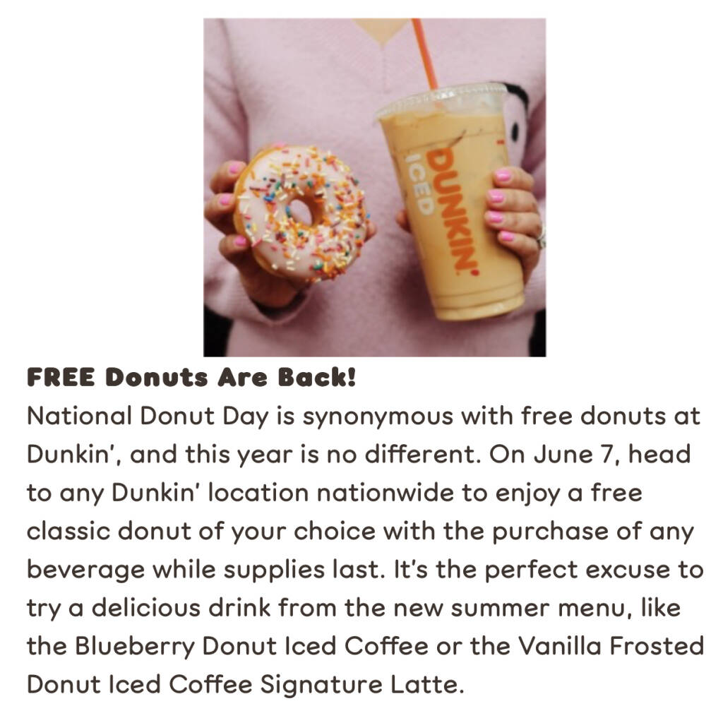 Free Donut At Dunkin’ For National Donut Day!