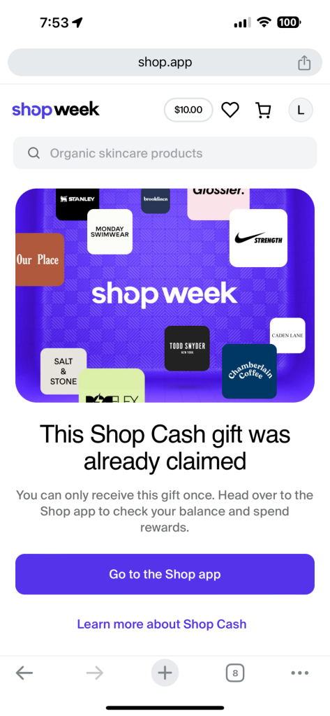 Run! Free Shop Cash For Shop Week!