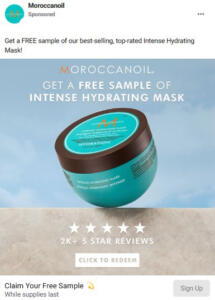 Free Moroccanoil Intense Hydrating Mask Sample