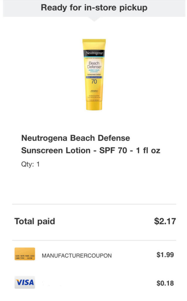 Free 1Oz Neutrogena Beach Defense Spf 70 Sunscreen Lotion For Target Circle Members