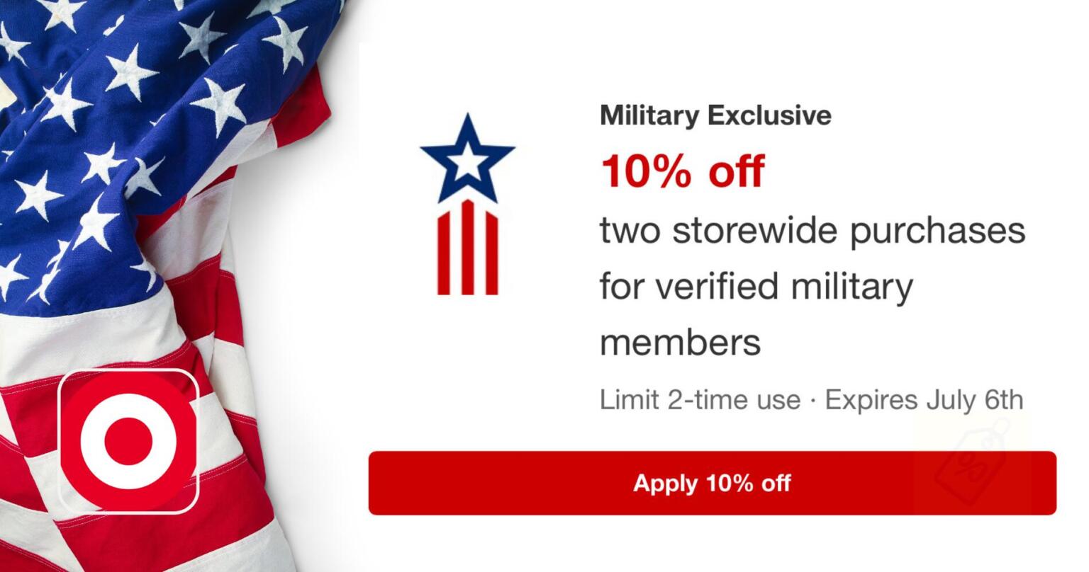 New Coupon Alert: Target Circle Offers 10% Off For Military Members And Veterans