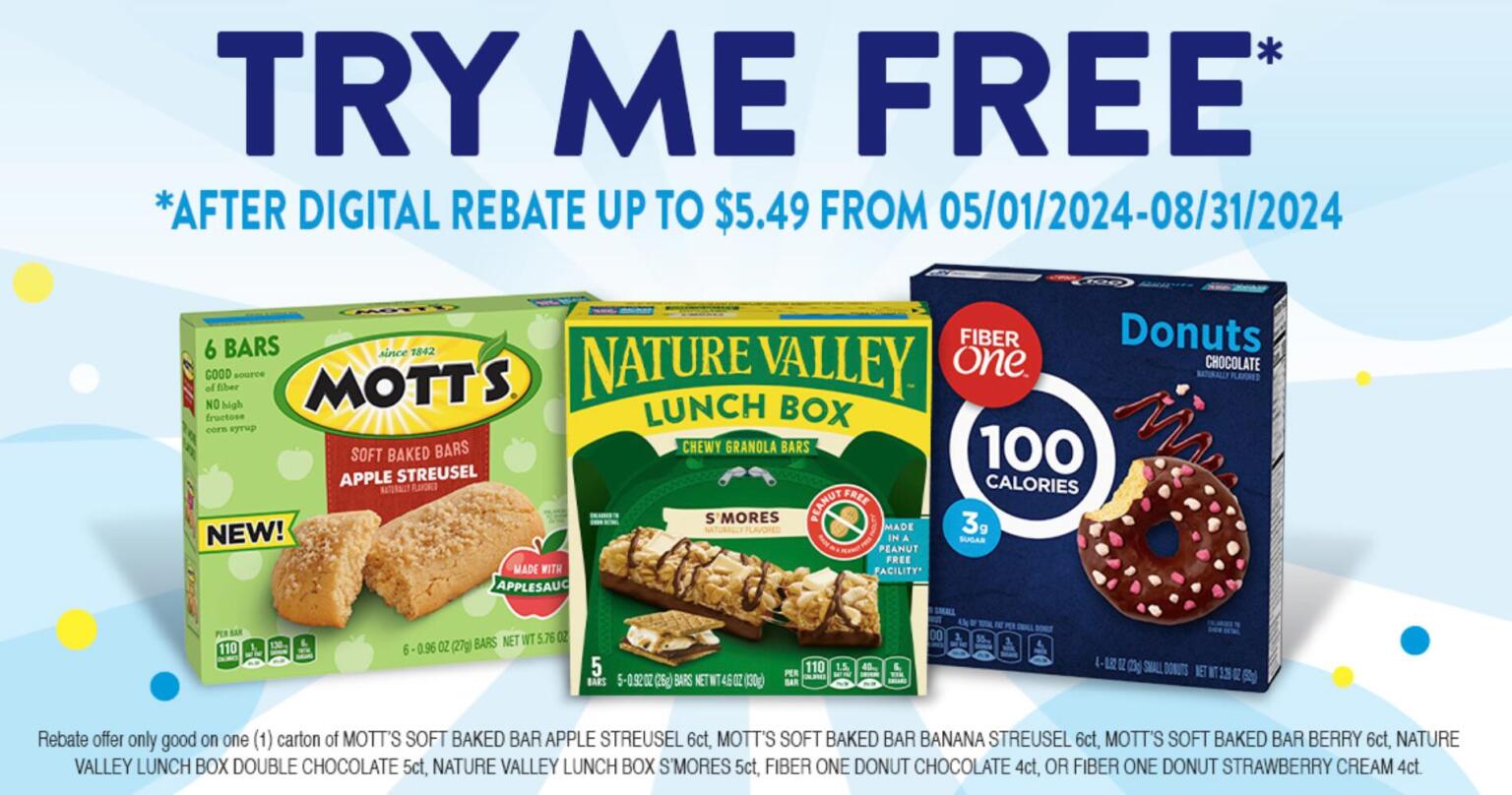 Get A Free Box Of Nature Valley, Mott’s, Or Fiber One After Rebate