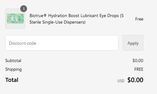 Free Biotrue Hydration Boost Lubricant Eye Drops!