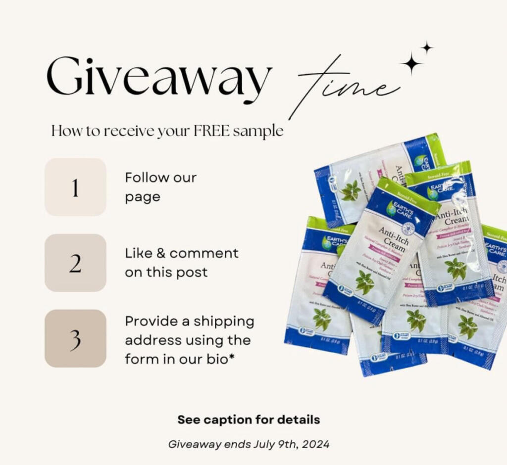 Free Earth’s Care Anti Itch Cream Sample