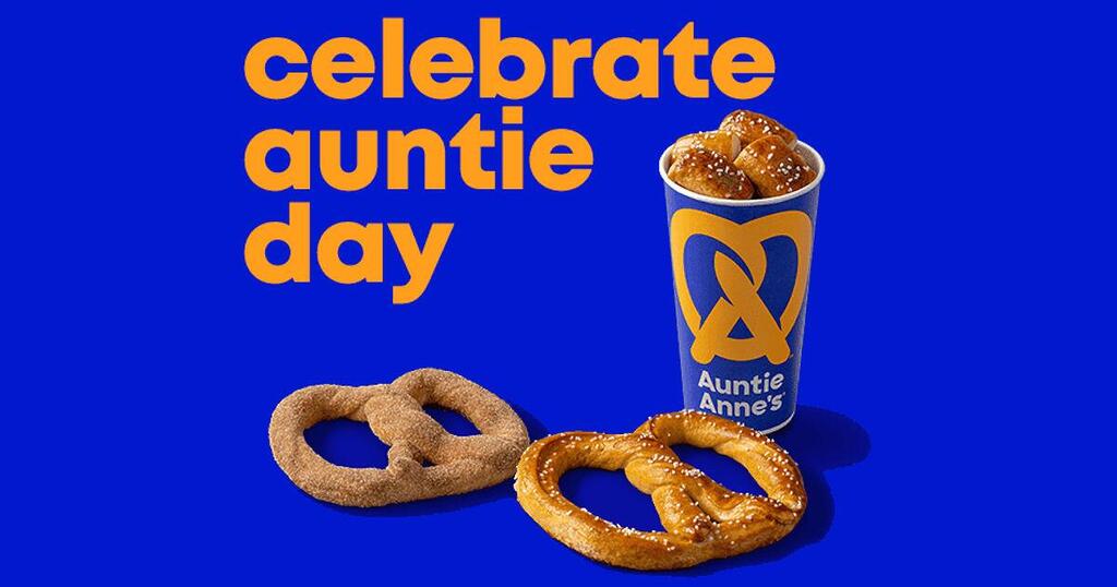 Free Pretzel At Auntie Anne’s During Auntie Day (Today Only)