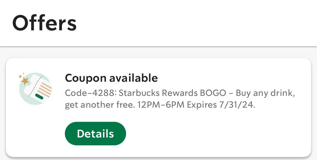 Starbucks Bogo Free Handcrafted Drinks - Today 7/30